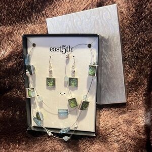 East 5th Necklace and Earrings Set with Green and Blue Accents